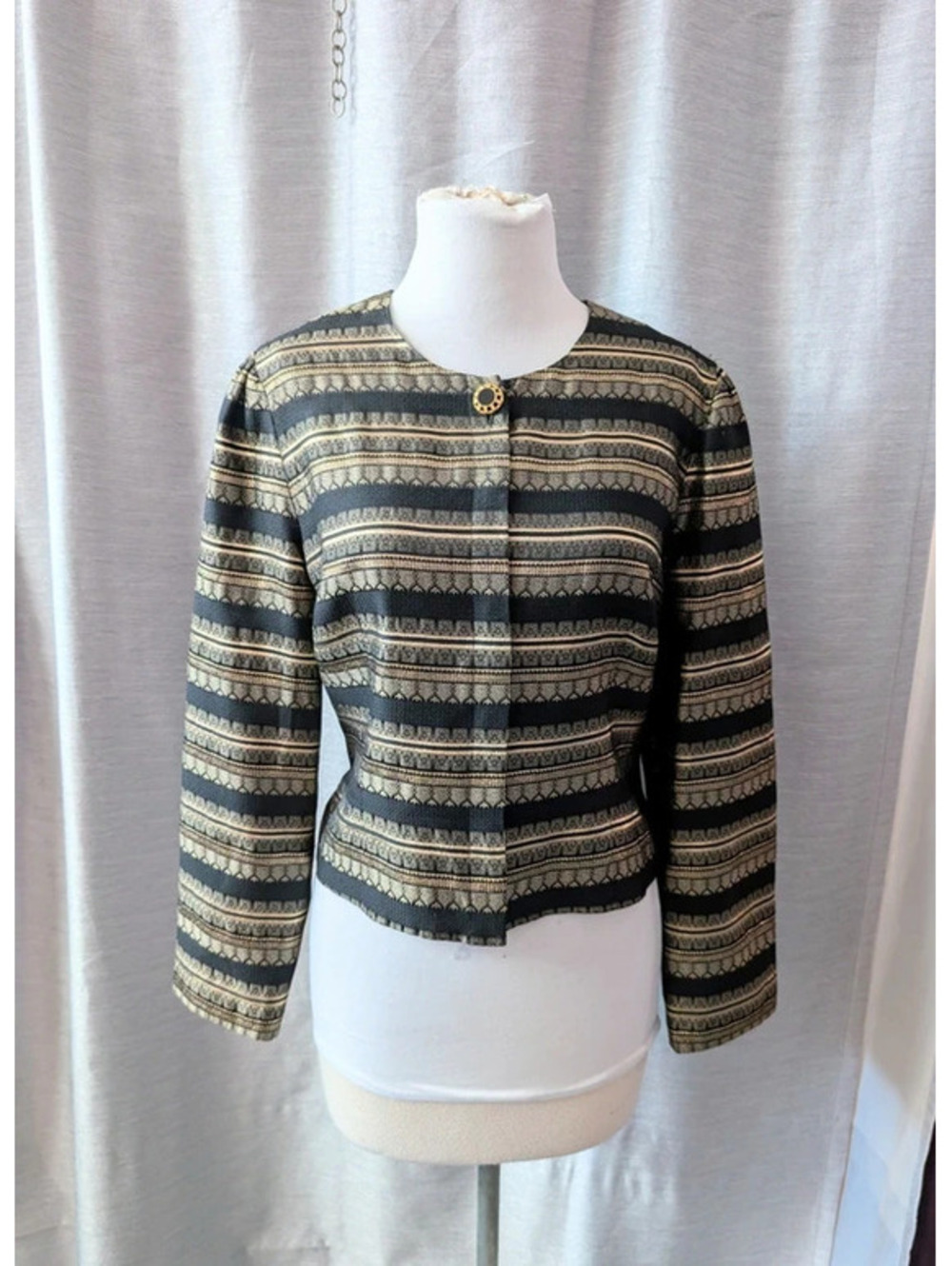 Vintage 90s Gold Black Suit Blazer 14P L